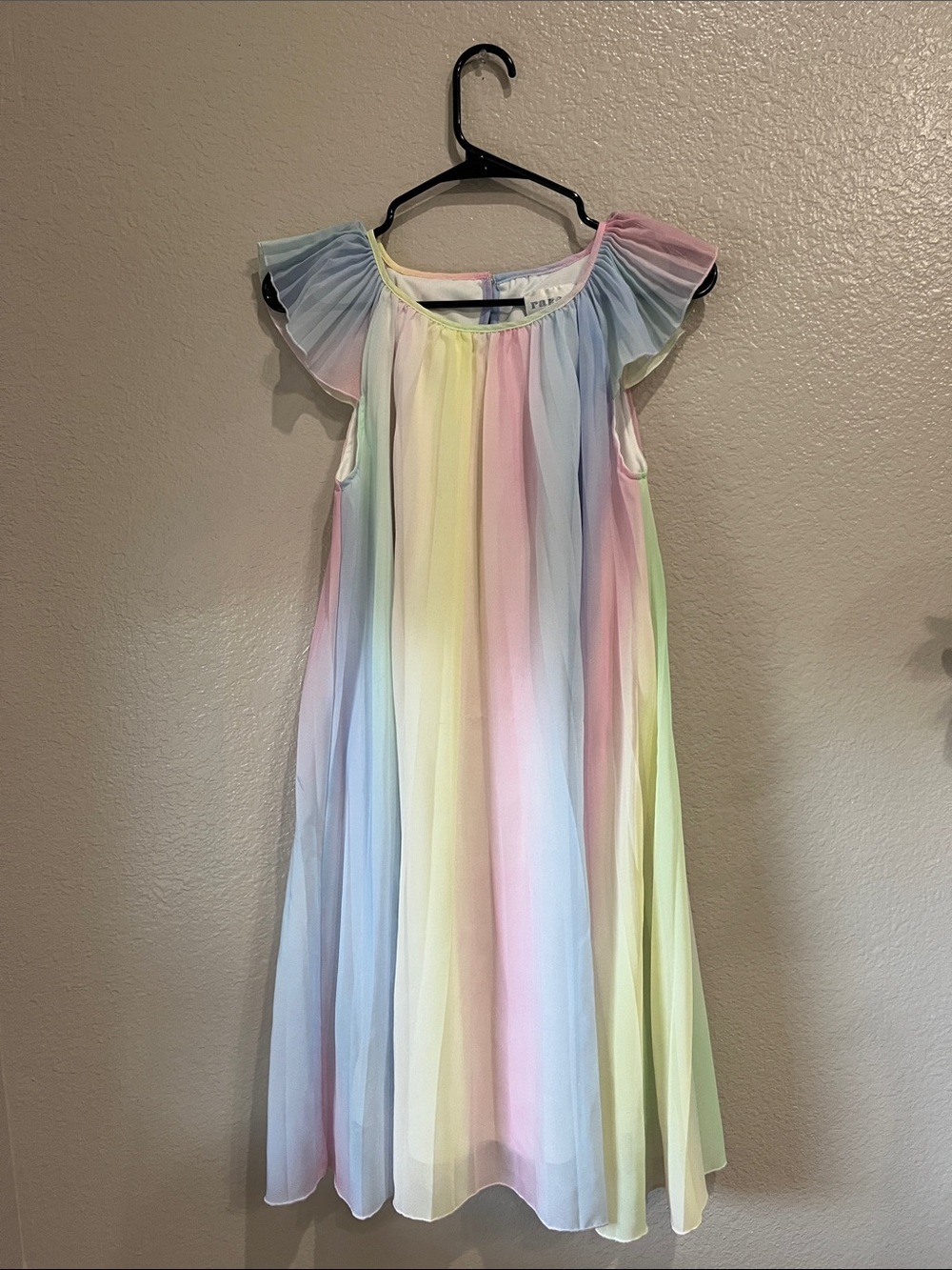 Rare Editions | Dresses | Rare Editions Pastel Rainbow Pleated Chiffon Dress Girls Sz Xl